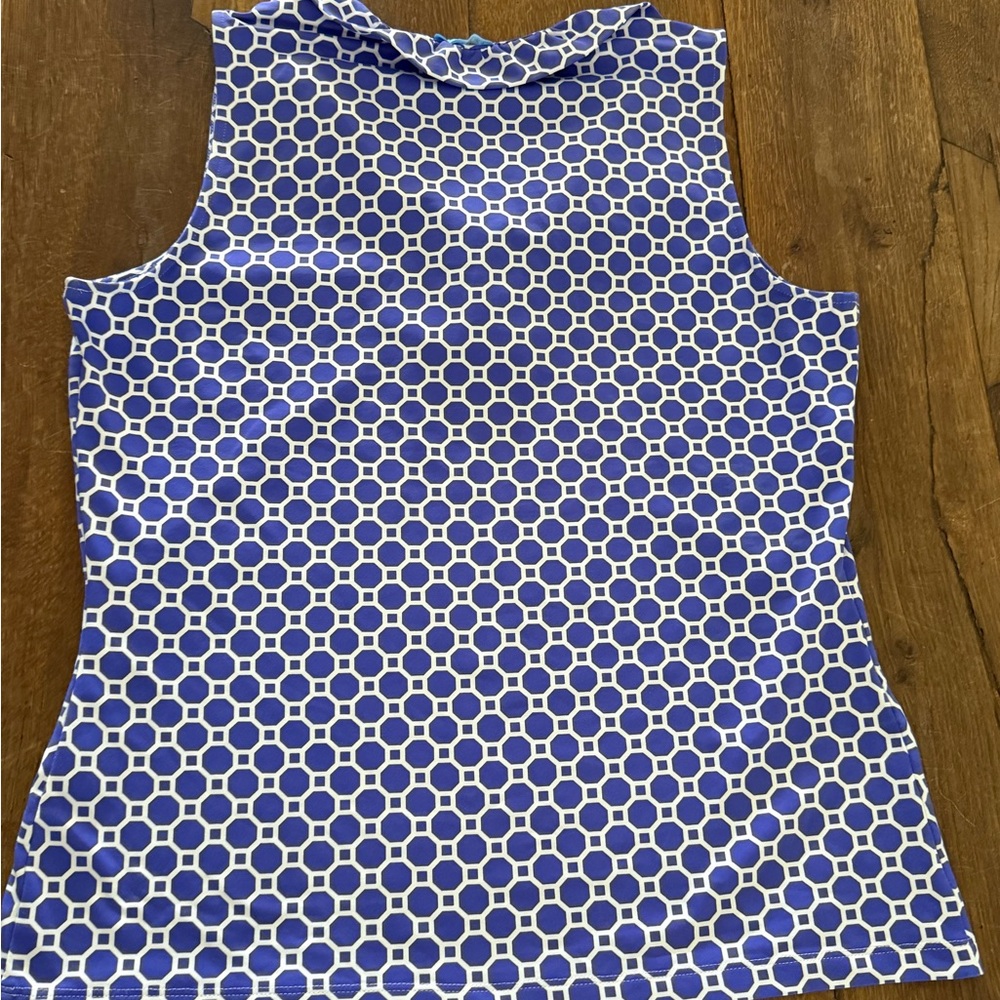 J. Mclaughlin Blue Geometric Patterned Women's To… - image 3